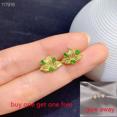 KJJEAXCMY fine jewelry natural diopside 925 sterling silver classic girl gemstone earrings new Ear Studs support test