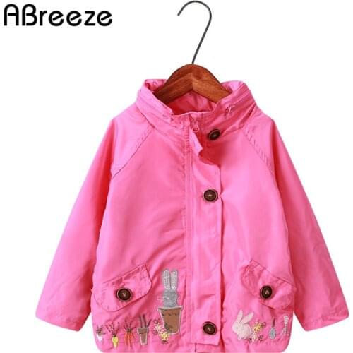 2021 Spring Summer Children Top Clothing Coats 1T 7T Animal Embroidery Jackets For Girls New Fashion Hooded Outerwear Girls