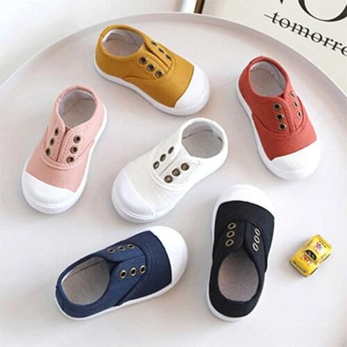 Kids Sneakers White Shoes Girls Boys Canvas Sneakers Slip on Shoes For Children Casual Shoes Loafers Breathable Run Shoes K231