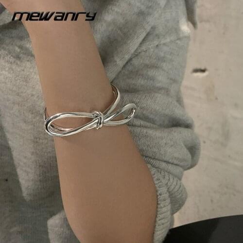Mewanry 925 Sterling Silver Bracelet for Women New Trend Vintage Creative Butterfly Hollow Sweet Bow Knot Jewelry Birthday Gifts