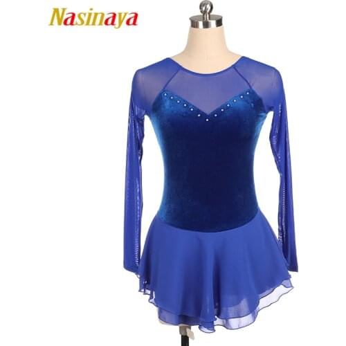 Nasinaya Figure Skating Dress Customized Competition Ice Skating Skirt for Girl Women Kids Gymnastics Performance Velvet Pink