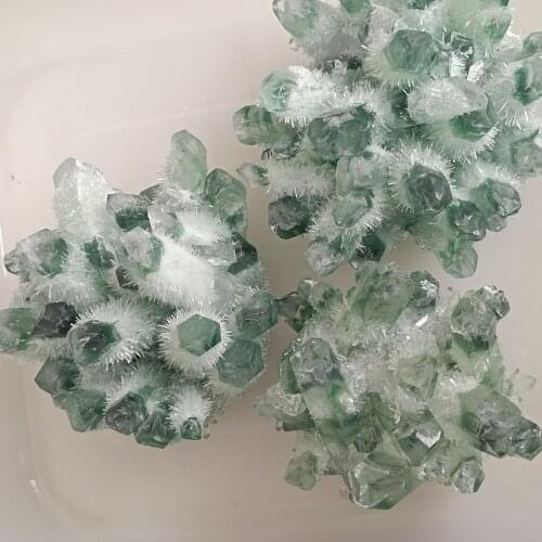 Natural Green ghost Crystal Cluster Original Stone Healing Reiki Crystals Minerals Specimen home decor
