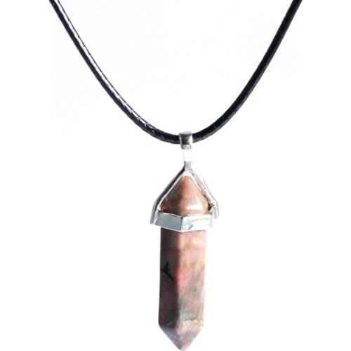 New Fashion Charms Natural Stone Hexagon Crystal Pillar Shape Pendant Necklace Jewelry DZ0112c