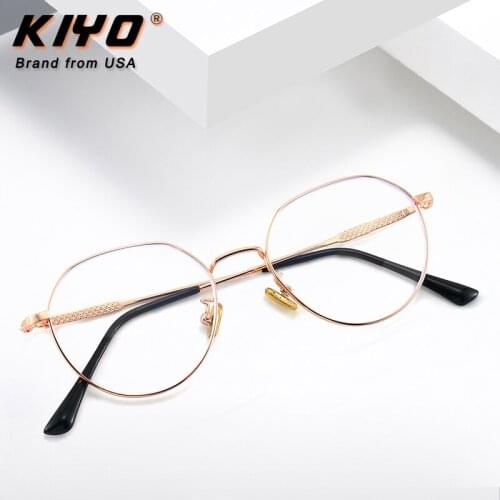 KIYO Brand 2020 New Women Men Fashion Anti Blue Light Optical Frame Metal Eyeglasses Frames Oval Spectacles Glasses 9644