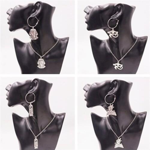 Egyptian Pharaoh & Cleopatra Charm Retro Style Necklace & Earrings Suit DIY Metal Jewelry Handicraft Findings For Woman P92