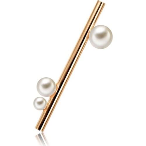 Simple Brooches For Women Cute Gold Color Metal with Simulated Pearl Coat Suit Dress Costume Jewelry Decoration Best Price 7123