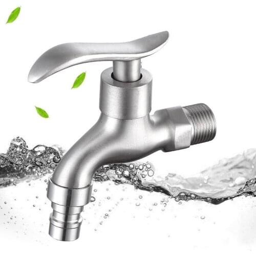 Basin Faucet Alloy Steel Faucet Wall Mounted Brushed Outdoor Bibcock Garden Wash Basin Mop Lengthen Faucet Bathroom Faucets