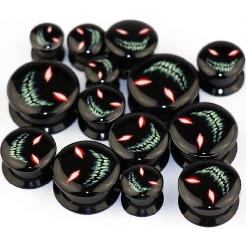 1Pair Black Acrylic Ear Tunnel Plug Simple Styles Ear Gauges Piercing Double Curved Saddle Expander Stretcher Body Jewelry