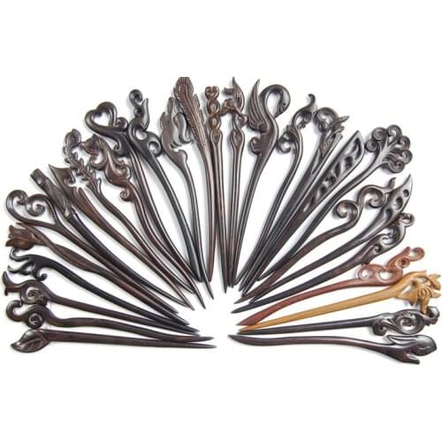 Vintage Wood Carved Hairpin Hair Stick Handmade Hollow Out Hair Fork Chinese Style Chopsticks Ethnic Hair Pin Women Jewelry New