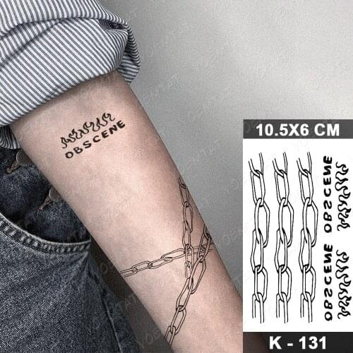 Waterproof Temporary Tattoo Sticker Small Chain Flame Flash Tatoo Fire Moon Nail Gun Wrist Fake Tatto For Body Art Women Men