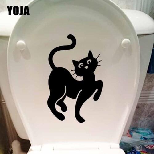 YOJA 15.5X24.8CM Happy Cartoon Cat Bedroom Living Wall Decal Toilet Sticker Home Decor T5-0157
