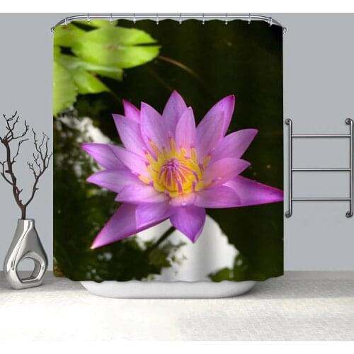 Custom Flowers Water Lily Shower Curtain Modern Style Set Hook Natural Landscape Home Decoration Bathroom Curtains Frabic Print
