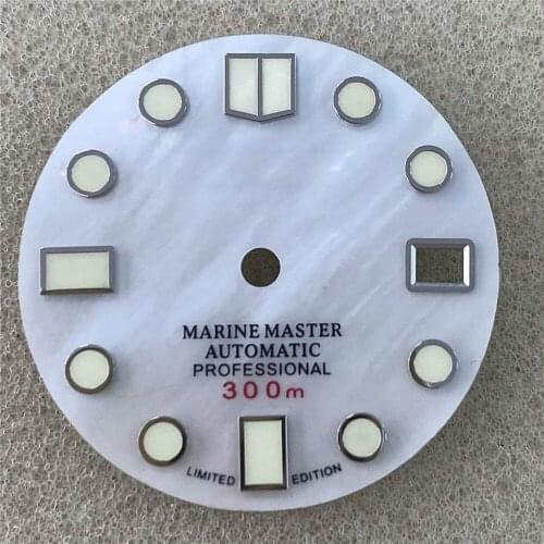 Replacement Green Luminous Wristwatch Dial 28.5MM White Surface Watch Dial for NH35/NH36/4R36 Watch Movement Modification Part