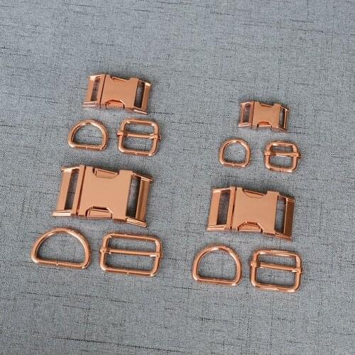 20 Sets 15mm 20mm 25mm 32mm Pet Collar Clip Paracord Metal Clasp Belt D Ring Snap Hook Adjuster Harness Straps Buckle Hardware