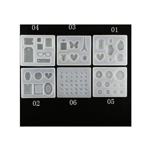6 Designs Silicone Mold Resin mould Epoxy mold variety of pendant mold iron Tower style diamond alphabet twist button making