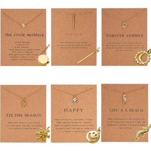 Womens Necklaces Hot Sale This Season Paper Card Snowflake Happy Smiley Sea Horse Sound Meets Gold Necklace Clavicle Chain