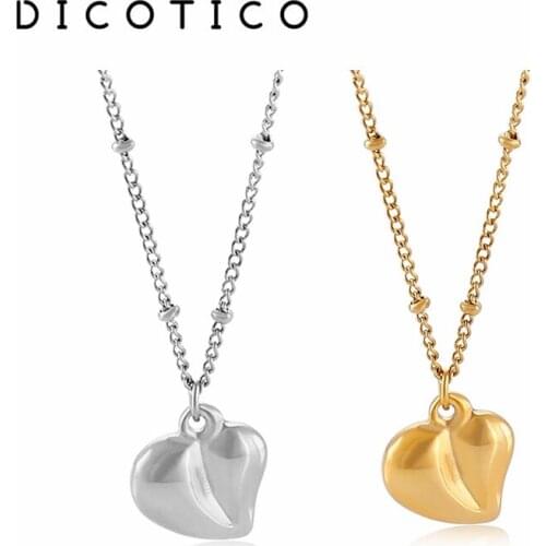 Women Heart Pendant Chain Necklace Gold Silver Color Stainless Steel Mujer Collar Choker Women Wedding Jewelry Wholesale Items