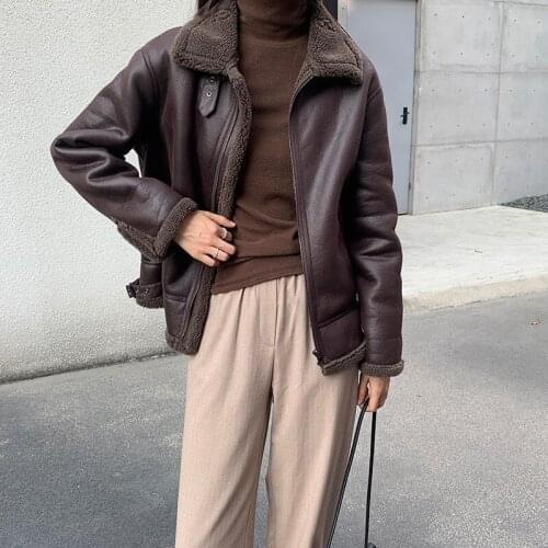 Winter Women High Quality lambswool Fur OverCoats Luxury Short casual Thick Warm Plus Size Female 2019 coffee