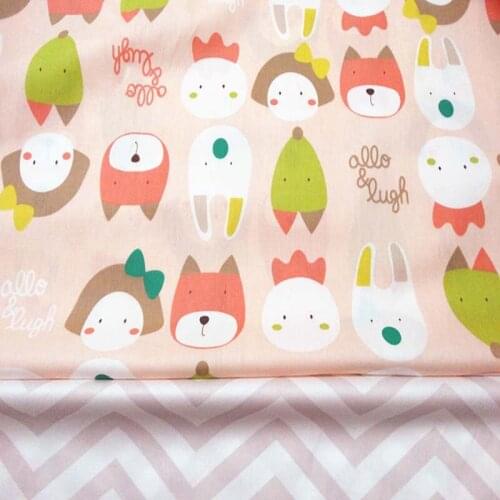 ZY DIY Fashion Brand Cute Cartoon Animals Girls & Stripe Printed Cotton Fabric Bedding Quilting Clothing DIY fabric