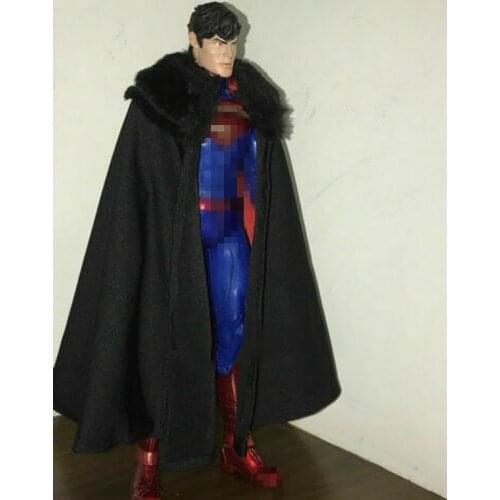 1/6th Male Black A Royal Knight Fur Collar Cloak Model for 12" Body Figure Doll