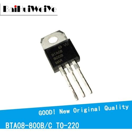 10PCS/LOT BTA08-800B BTA08-800C BTA08 BTA08-800 8A800V TO-220 New and Original IC Chipset MOSFET MOSFT TO220