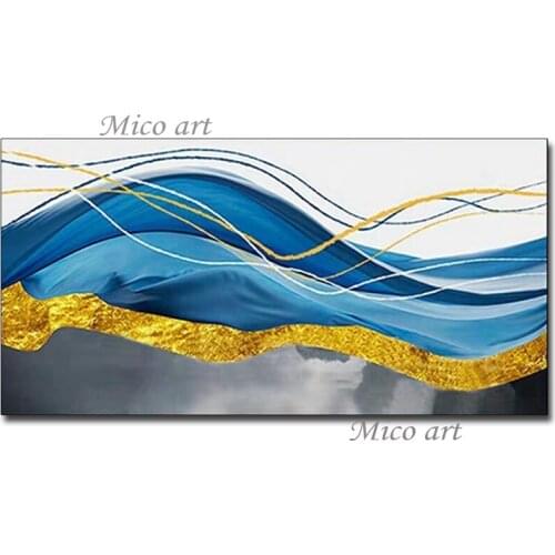 100% Hand Painted Creative Paintings Items Abstract Gold Foil Design Canvas Oil Painting Modern Home Decoration Wall Art Pieces