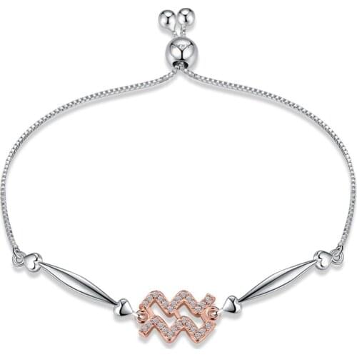 12 Constellation Silver Bracelet Aquarius Fashion Bracelets Womens Silver Jewelry Bracelets Womens Simple Jewelry