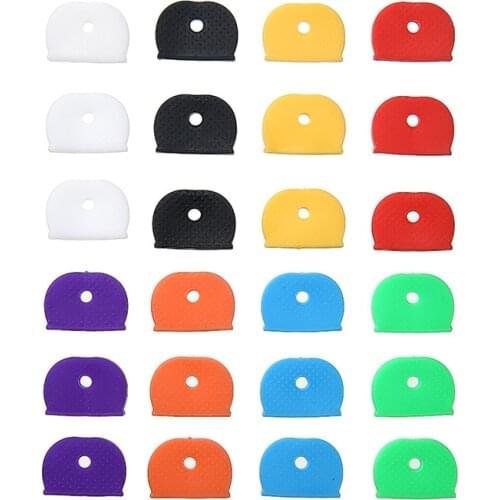 24Pcs Key Top Cover Cap Head Tag ID Markers Top Caps Mixed Topper Keyring Sort Plastic Key Cover for House Room Box Key