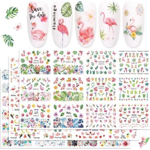 36 water slider summer jungle flamingo pink parrot filiform nail sticker decorative envelope manicure