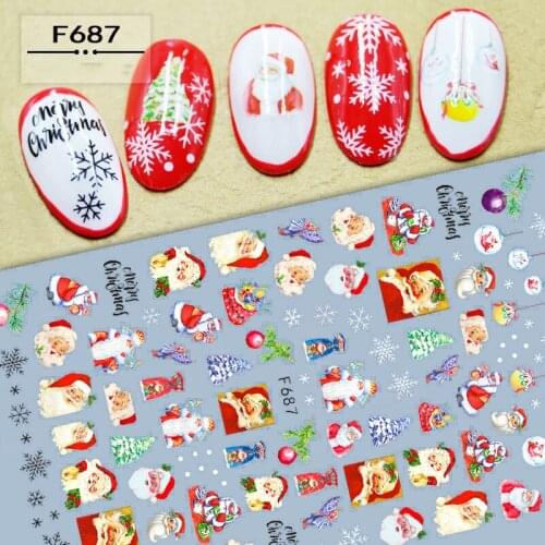 3D Nail Sticker Decals Self-adhesive Design Stickers for Nails Santa Claus Snowflake Stickers for Manicure Nail Art Decoration