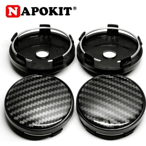 4pcs High Quality ABS Black 60mm Diameter with 56mm Carbon Fiber Pattern Logo Car SUV Wheel Center Hub Cap Cover Car Accessories