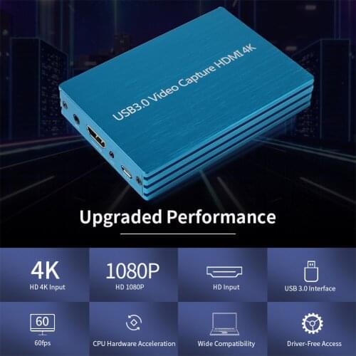 4K HDMI-compatible USB 3.0 Full HD 1080P Video Capture Card Dongle for OBS Game Live Streaming Plug Play Without Driver Software