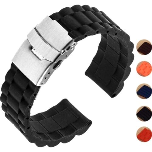 5 colors 18mm 20mm 22mm 24mm Universal Watch Band Silicone Rubber Link Bracelet Wrist Strap Light Soft For Men Women Wristwatch