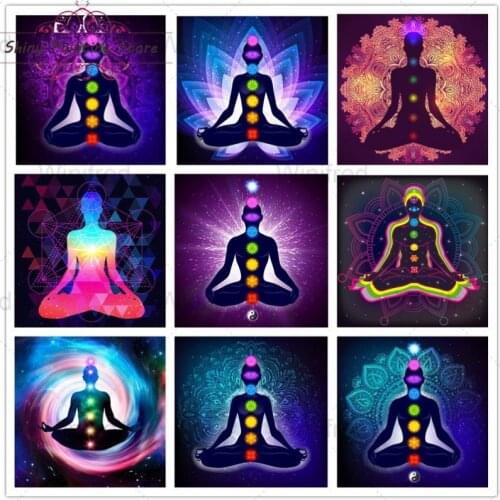 5D Diamond Painting Yoga Pose Sport Color Art Painting Full Square Round Diamond Embroidery Cross Stitch Mosaic Yoga Room Mural