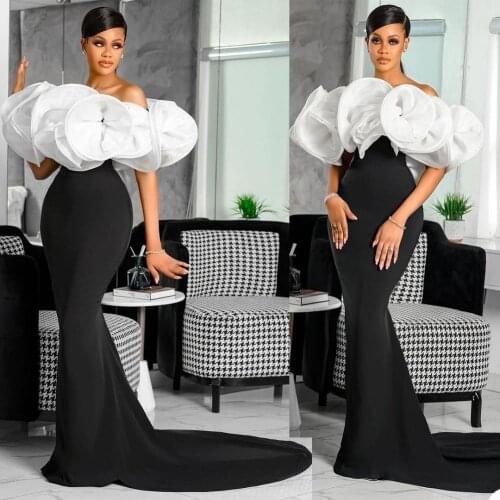 Arabic Dubai Unique Design Evening Dresses Cascading Ruffles Strapless Neck Mermaid Party Gowns Red Carpet Fashion Prom Dress
