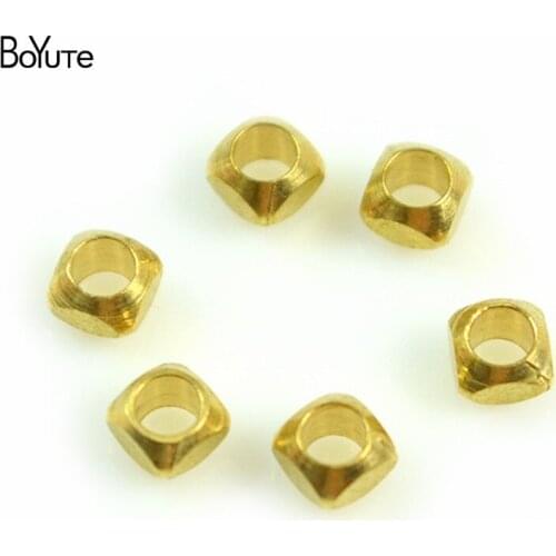 BoYuTe (200 Pieces/Lot) 3*2.3MM 4*2.8MM Metal Brass Square Shape Nepal Prayer Beads Diy Hand Made Beads Jewelry Making