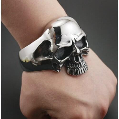 Personality Domineering Skull Bangle for Men Women Motorcycle Party Steampunk Biker Bangle Cool Jewelry Accessories