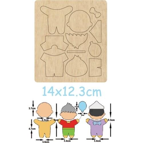 Wooden Mold Puzzle Stitching Boy Doll Xmas Cutting Wood Dies For DIY Keychains/Schoolbag/Brooch/Clothing Accessories 2020 New