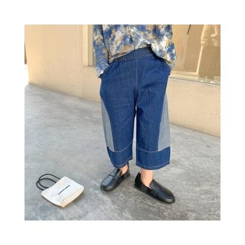 Childrens Jeans 2021 Spring New Korean Childrens Clothing Baby Girl Loose Denim Trousers Fashion Kids Wide Leg Pants Girl Jean