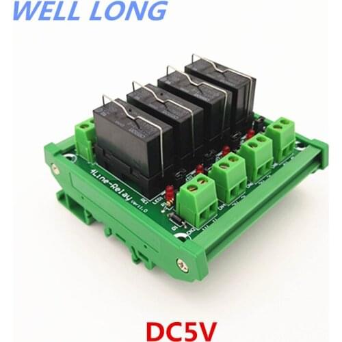 DIN Rail Mount 4 Channel SPDT 16A Power Relay Interface Module,OMRON G5RL-1-E 5VDC Relay