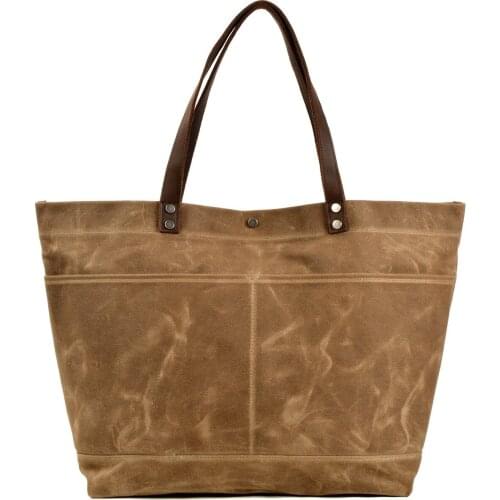 Oil wax canvas bag womens bag large capacity Tote Shoulder Bag Fashion Handbag simple messenger mens shopping bag