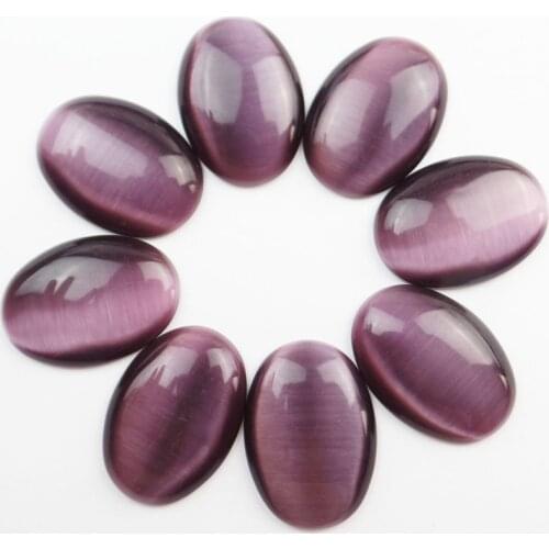 Yuteng 10Pcs Dark Purple Cat Eye Gem Oval CAB CABOCHON 25x18x7mm SHX723 (Min. Order is $10)