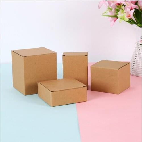 10pcs Three-layer E Carton Cosmetic Tea Packaging Box Kraft Paper Square Simple Folding Shipping Packing Box