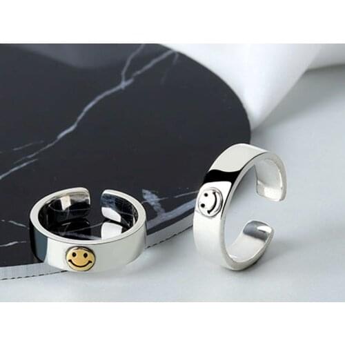 2021 INS Retro Smile Face Ring Female Smile Ring Student Open Finger Adjustable Rings Personality Jewelry Gift