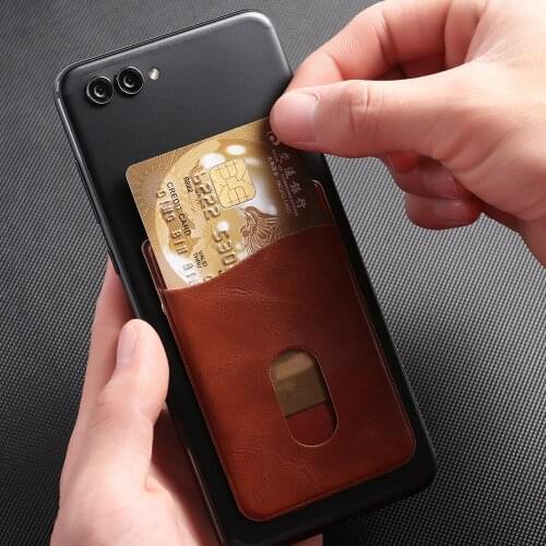 Leather Card Holder Sticker Adhesives Credit ID Card Mobile Phone Back Pocket Wallet Case Stickers Bag Pouch