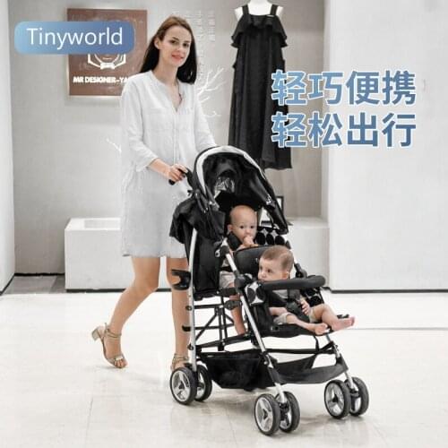 Tinyworld lightweight twin stroller kindergarten big child stroller can sit and lie twin stroller