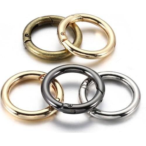 5Pcs Metal Spring Clasps Ring Openable Round Carabiner Keychain Bag Clips Hook Dog Chain Buckle Connector For DIY Jewelry Making