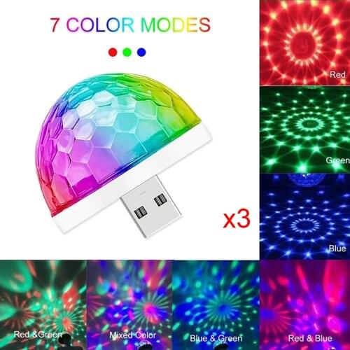 3x USB Mini Disco Lights Stage DJ Lights for Party KTV DJ Wedding Show Pool