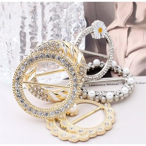 Fashion Pearl Buckle Corner Hem Knotted Buttons Shirt T-shirt Waist Button Silk Scarf Decorative Fixed Buckles Accessories