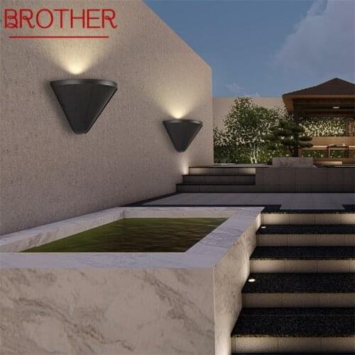 BROTHER Patio Wall Sconce Black Outdoor Wall lights Waterproof Modern Home Decorative For Porch Balcony Courtyard Villa